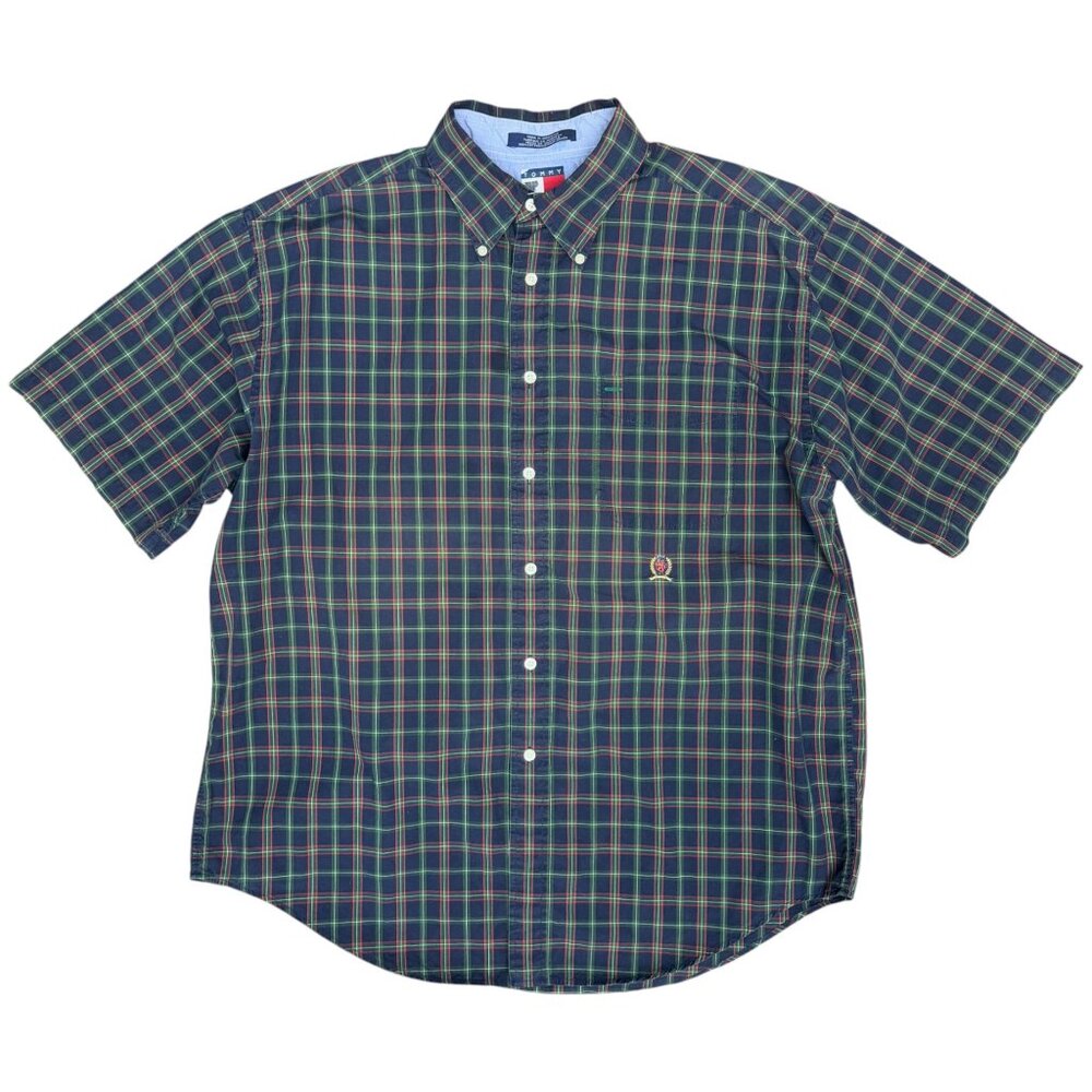 VINTAGE‎ Men's TOMMY HILFIGER Plaid Button-Down Dress Shirt- Size L